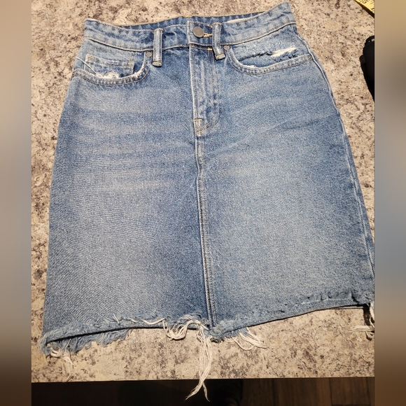 Allsaints - Kim Denim Jean Skirt with Raw Frayed Hem, Size 0 - Picture 4 of 5